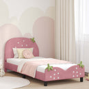 vidaXL Gyerekágy kerettel fejtámlával Rózsaszín 90 x 200 cm Bársony