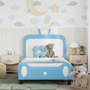 vidaXL Gyerekágy kerettel fejtámlával Kék 90 x 200 cm PU