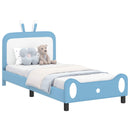 vidaXL Gyerekágy kerettel fejtámlával Kék 90 x 200 cm PU