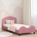vidaXL Gyerekágy kerettel fejtámlával Rózsaszín 90 x 190 cm Bársony