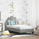 vidaXL Gyerekágy keret fejtámlával Világosszürke 70 x 140 cm Bársony