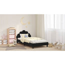 vidaXL Gyerekágy kerettel fejtámlával Fekete 90 x 190 cm Bársony