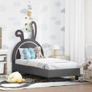 vidaXL Gyerekágy keret fejtámlával Világosszürke 70 x 140 cm PU