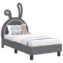 vidaXL Gyerekágy keret fejtámlával Világosszürke 70 x 140 cm PU