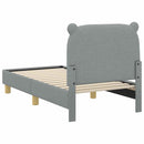 vidaXL Gyerekágy keret fejtámlával Világosszürke 70 x 140 cm Szövet