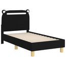 vidaXL Gyerekágy keret fejtámlával Fekete 70 x 140 cm szövet