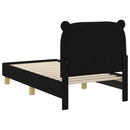 vidaXL Gyerekágy keret fejtámlával Fekete 70 x 140 cm szövet