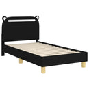 vidaXL Gyerekágy kerettel fejtámlával Fekete 80 x 160 cm Szövet