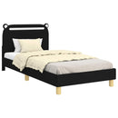 vidaXL Gyerekágy kerettel fejtámlával Fekete 90 x 190 cm szövet