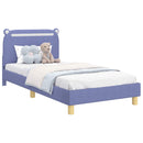 vidaXL Gyerekágy kerettel fejtámlával Farmerkék 90 x 190 cm szövet