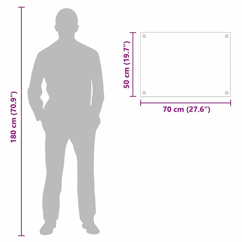 vidaXL Konyhai splashback Fehér 70 x 50 cm edzett üveg