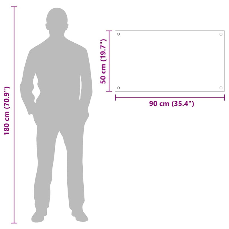 vidaXL Konyhai splashback Fehér 90 x 50 cm edzett üveg