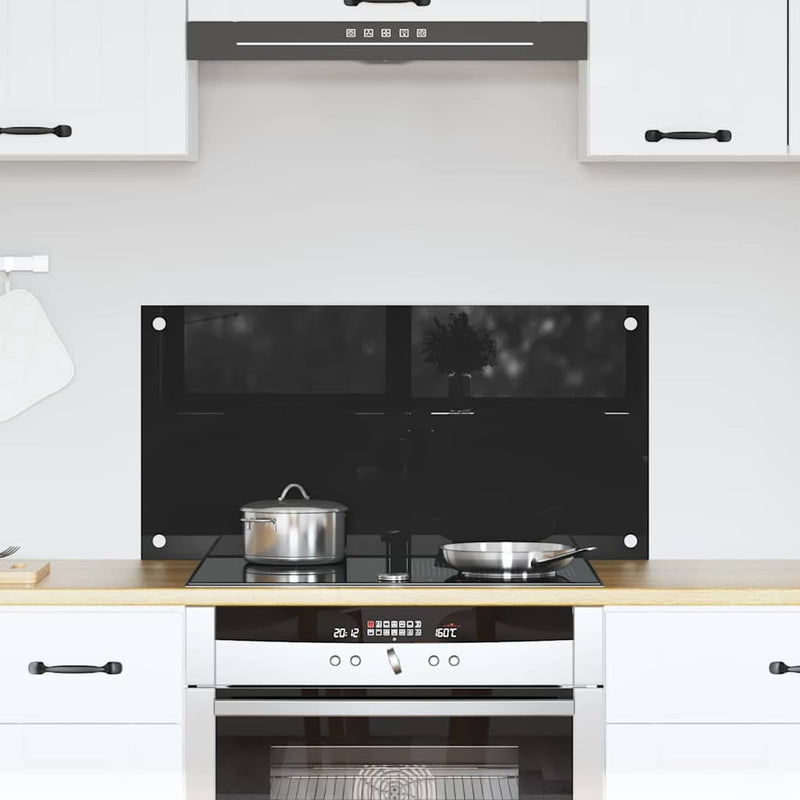 vidaXL Konyhai splashback Fekete 80 x 40 cm edzett üveg