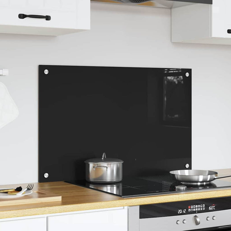vidaXL Konyhai splashback Fekete 80 x 50 cm edzett üveg