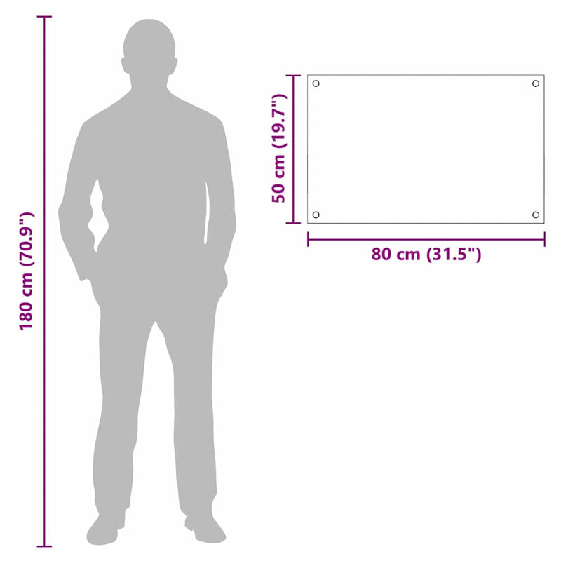 vidaXL Konyhai splashback Fekete 80 x 50 cm edzett üveg