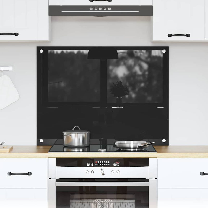 vidaXL Konyhai splashback Fekete 80 x 60 cm edzett üveg