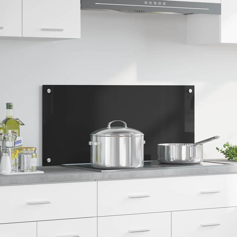 vidaXL Konyhai splashback Fekete 90 x 40 cm edzett üveg
