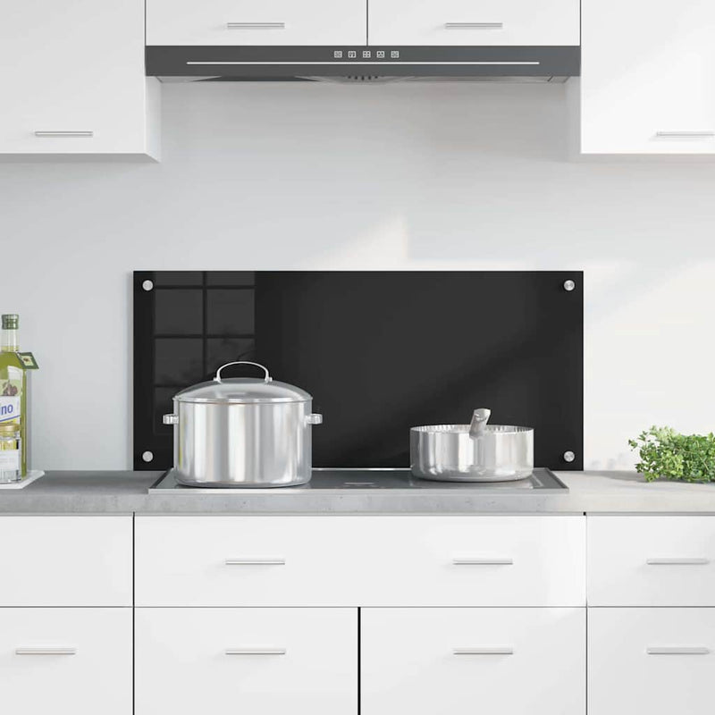 vidaXL Konyhai splashback Fekete 90 x 40 cm edzett üveg
