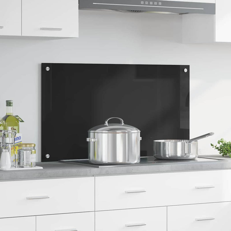 vidaXL Konyhai splashback Fekete 90 x 50 cm edzett üveg