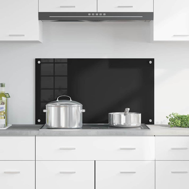 vidaXL Konyhai splashback Fekete 90 x 50 cm edzett üveg