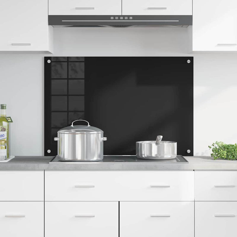 vidaXL Konyhai splashback Fekete 90 x 60 cm edzett üveg