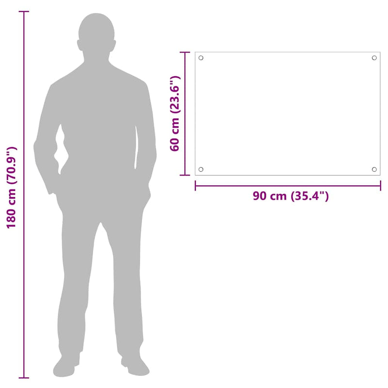 vidaXL Konyhai splashback Fekete 90 x 60 cm edzett üveg