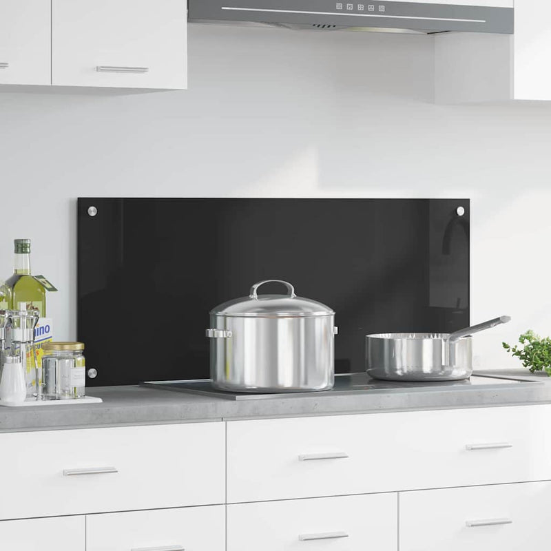 vidaXL Konyhai splashback Fekete 100 x 40 cm edzett üveg
