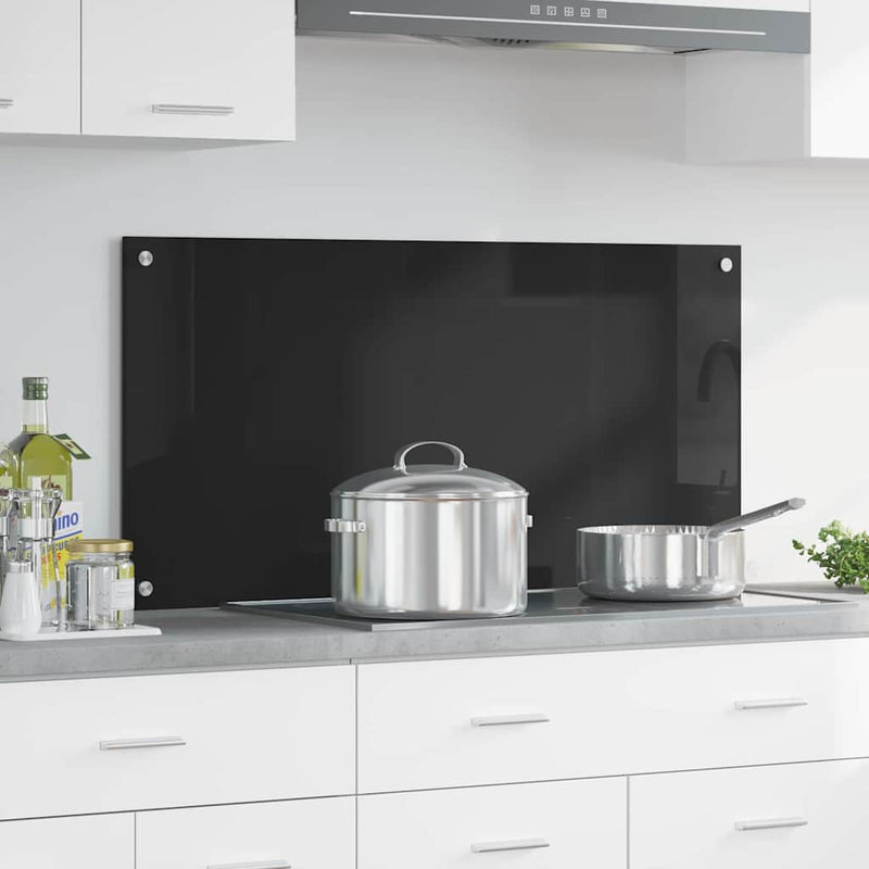 vidaXL Konyhai splashback Fekete 100 x 50 cm edzett üveg