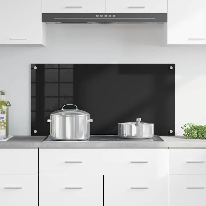 vidaXL Konyhai splashback Fekete 100 x 50 cm edzett üveg