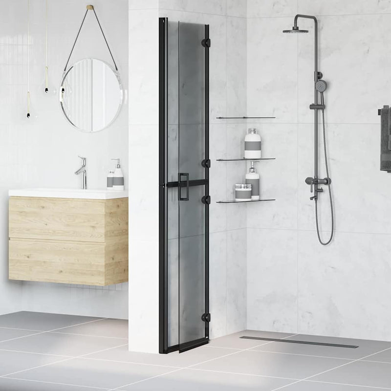 vidaXL Nyitott zuhanyfal Fekete és sötét átlátszó 90 x 190 cm
