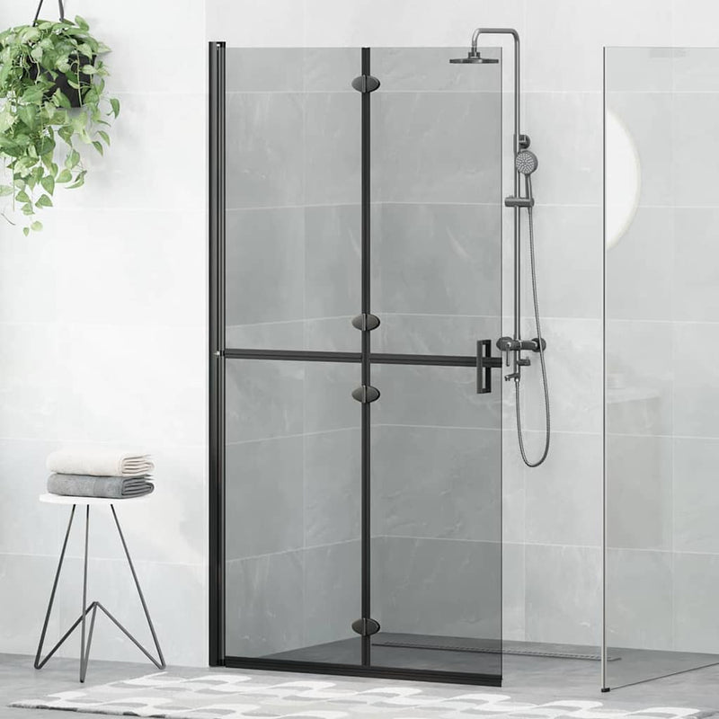 vidaXL Nyitott zuhanyfal Fekete és sötét átlátszó 100 x 190 cm