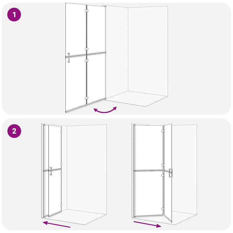 vidaXL Nyitott zuhanyfal Fekete és sötét átlátszó 120 x 190 cm