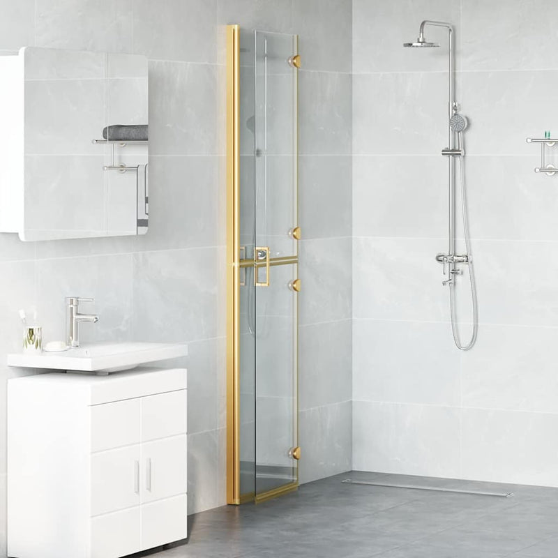 vidaXL Nyitott zuhanyfal Aranyszínű és átlátszó 90 x 190 cm