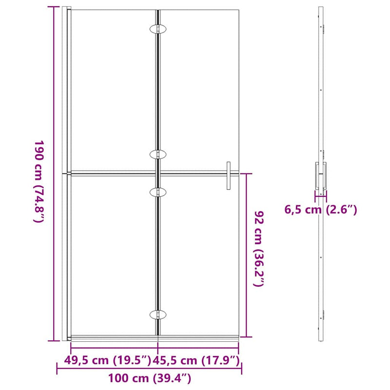 vidaXL Nyitott zuhanyfal Aranyszínű és átlátszó 100 x 190 cm