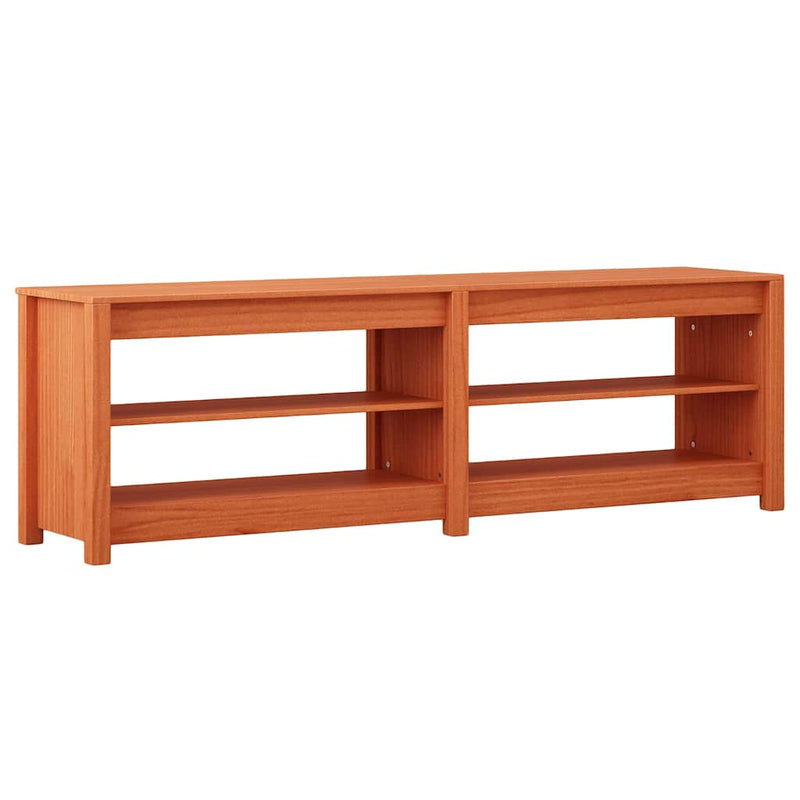 vidaXL Cipőpad polcokkal Viaszbarna 160 x 36.5 x 50 cm Tömör fenyőfa