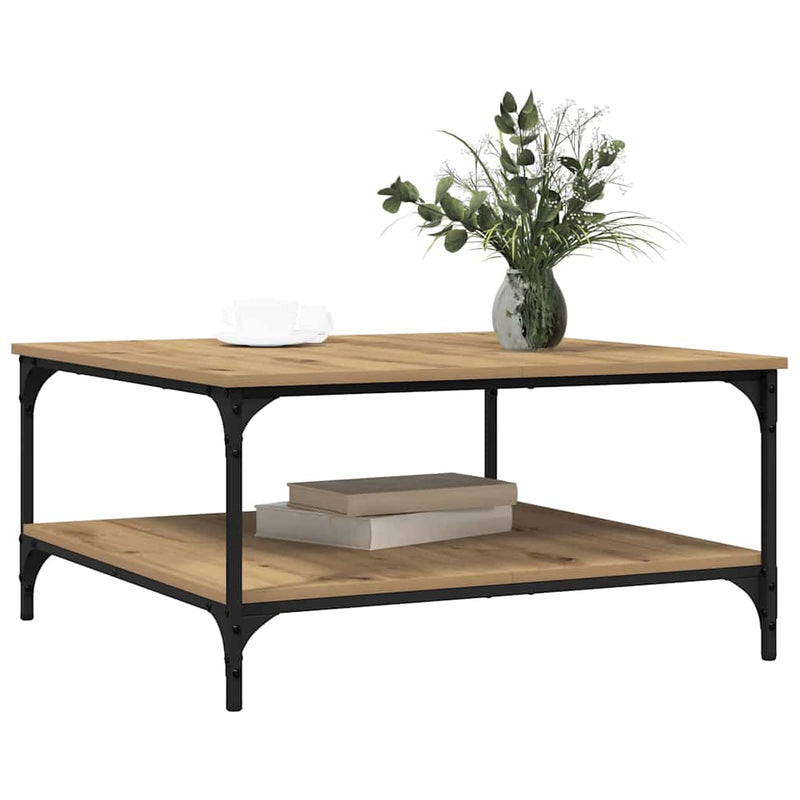 vidaXL Dohányzóasztal kézműves tölgy 80 x 80 x 40 cm Faanyag