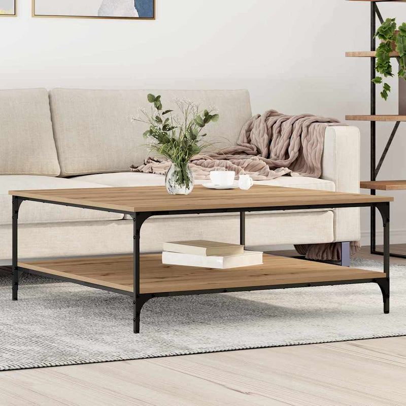vidaXL Dohányzóasztal kézműves tölgy 100 x 100 x 40 cm Faanyag