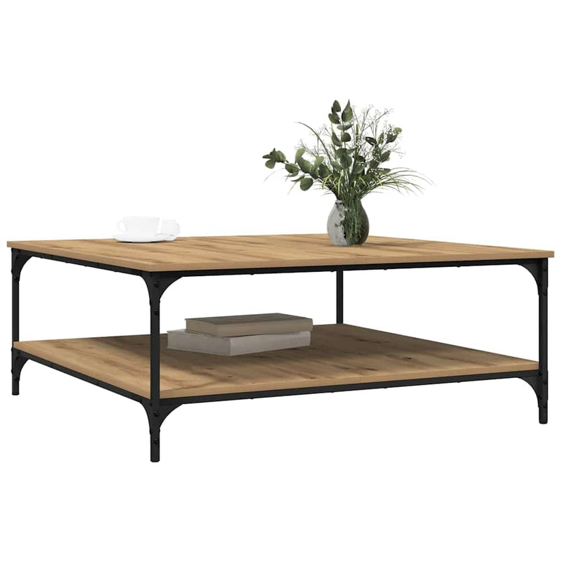 vidaXL Dohányzóasztal kézműves tölgy 100 x 100 x 40 cm Faanyag