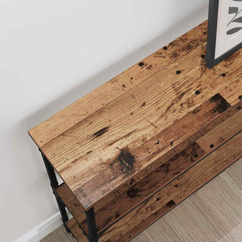 vidaXL Konzolasztal Régi fa 100 x 22.5 x 75 cm Műgyanta fa és Fém