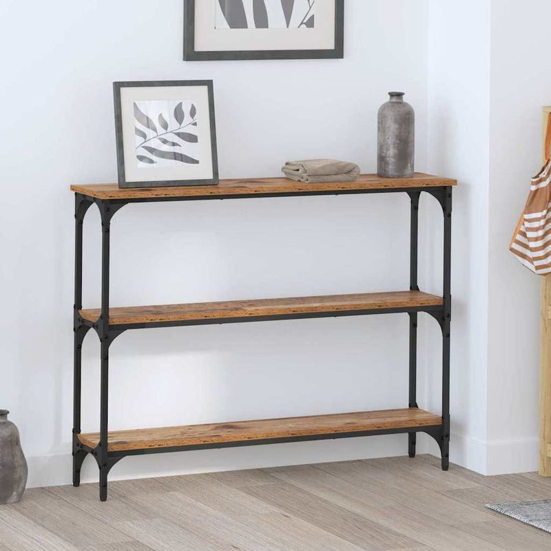 vidaXL Konzolasztal Régi fa 100 x 22.5 x 75 cm Műgyanta fa és Fém