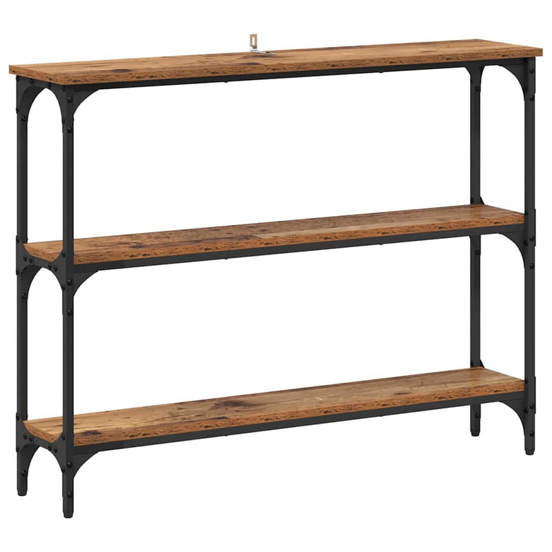 vidaXL Konzolasztal Régi fa 100 x 22.5 x 75 cm Műgyanta fa és Fém