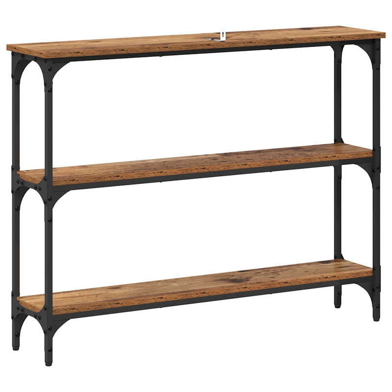 vidaXL Konzolasztal Régi fa 100 x 22.5 x 75 cm Műgyanta fa és Fém