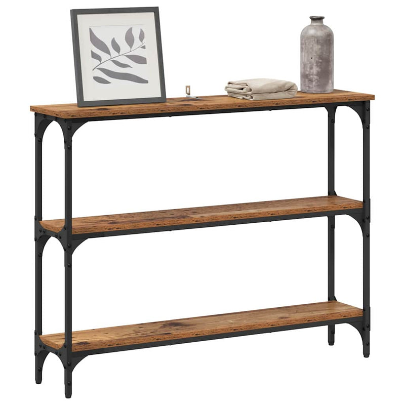 vidaXL Konzolasztal Régi fa 100 x 22.5 x 75 cm Műgyanta fa és Fém