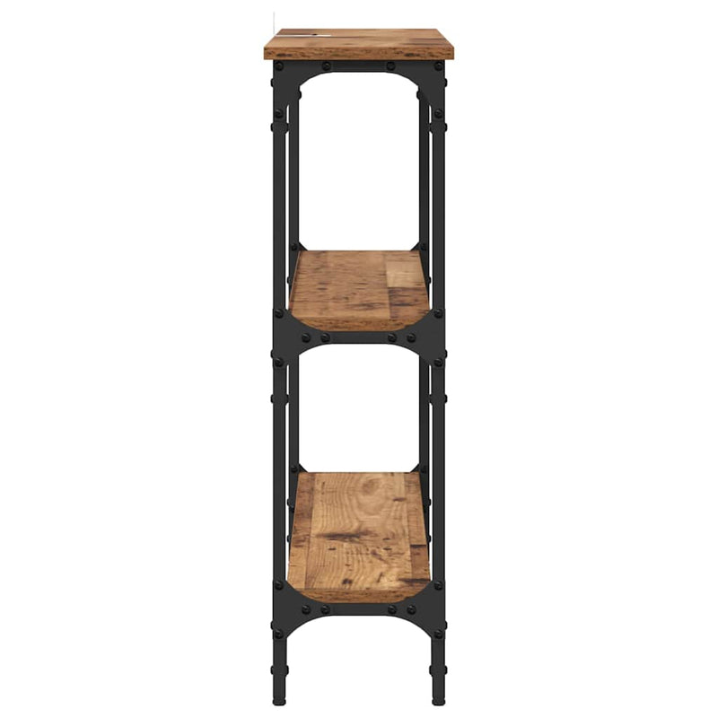 vidaXL Konzolasztal Régi fa 100 x 22.5 x 75 cm Műgyanta fa és Fém