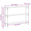 vidaXL Konzolasztal polcokkal Régi fa 100 x 22,5 x 75 cm Faanyag