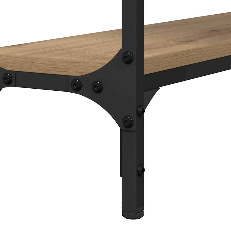 vidaXL Konzolasztal polcokkal kézműves tölgy 100 x 22.5 x 75 cm