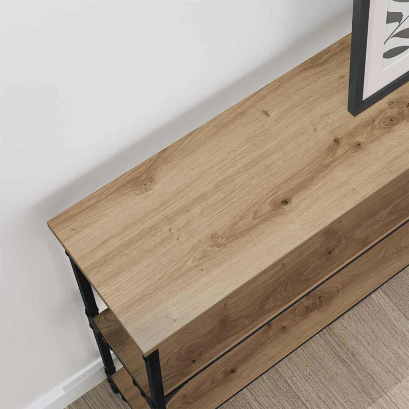vidaXL Konzolasztal polcokkal kézműves tölgy 100 x 22.5 x 75 cm