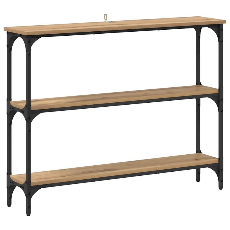 vidaXL Konzolasztal polcokkal kézműves tölgy 100 x 22.5 x 75 cm