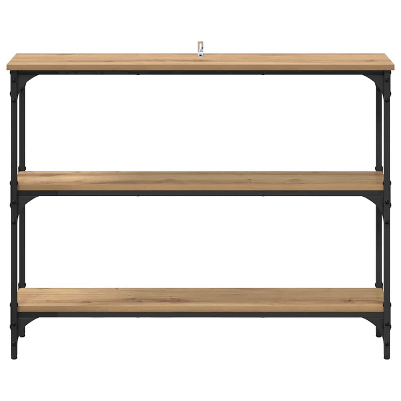 vidaXL Konzolasztal polcokkal kézműves tölgy 100 x 22.5 x 75 cm