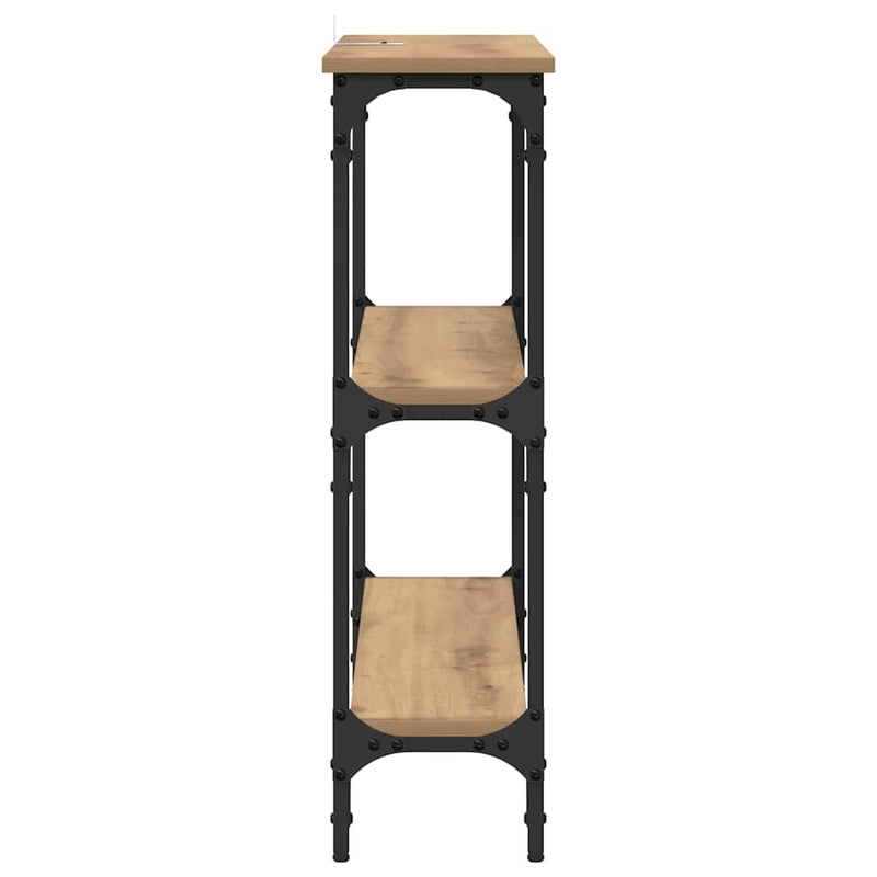 vidaXL Konzolasztal polcokkal kézműves tölgy 100 x 22.5 x 75 cm